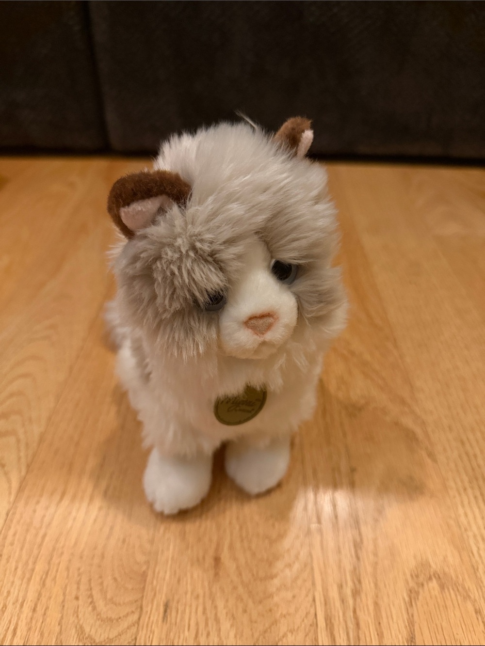 Aurora Fluffy Gray & White Kitten Plush Stuffed Animal